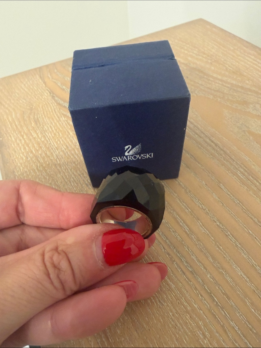 Swarovski Black Faceted Crystal Cocktail Ring